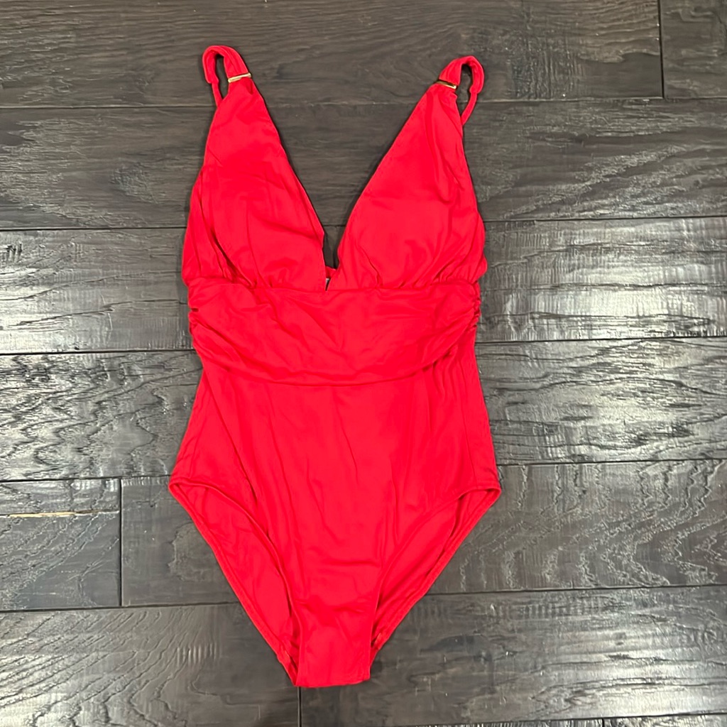 Melissa Odabash, One Piece Swimsuit, Ots Ruched, Red, Usa 10